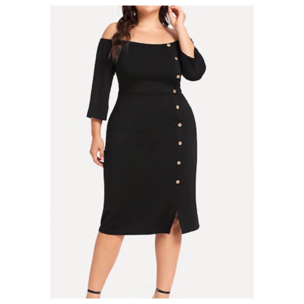 Yoko Offset Button Short Sleeve Dress
